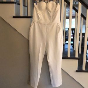Strapless white Bebe jumpsuit